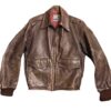 1950s Mens Brown Vintage Distressed Leather Bomber Jacket