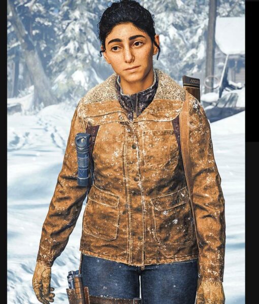 Dina The Last Of Us Part II Brown Leather Shearling Collar Jacket