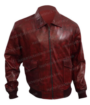 Drake Film Festival Maroon Real Leather Jacket Fron
