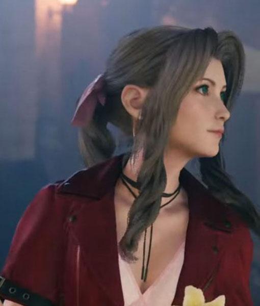 Final Fantasy VII Remake Aerith Cropped Red Biker Jacket 2