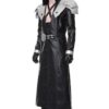 Final Fantasy VII Remake Sephiroth Black Leather Trench Coat Side