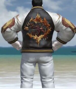 Final Fantasy XIV Inferno Black Leather Bomber Jacket Back