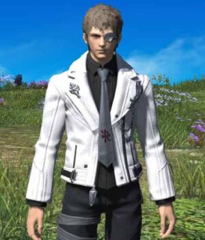 Final Fantasy XIV Scion Adventurers White Leather Jacket Front