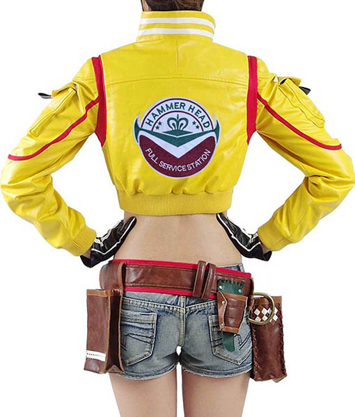 Final Fantasy XV Cindy Aurum Cropped Yellow Leather Jacket Back