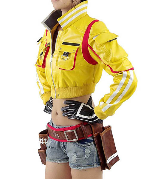 Final Fantasy XV Cindy Aurum Cropped Yellow Leather Jacket Side