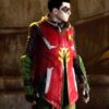Gotham Knights Robin Hooded Red Leather Jacket 2