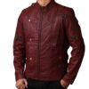 Guardians of the Galaxy 2 Star‑Lord Maroon Leather Jacket Front