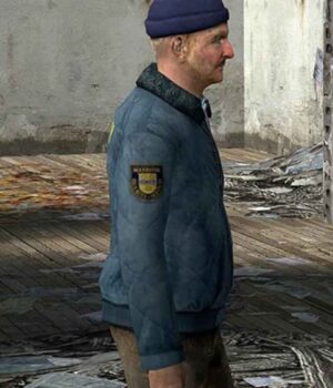Half Life 2 Odessa Cubbage Blue Satin Bomber Jacket Side