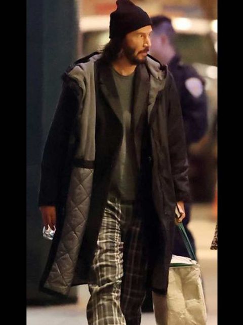 Keanu Reeves The Matrix 4 Neo Black Hooded Cotton Coat 2