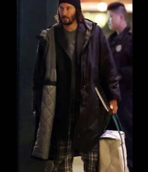 Keanu Reeves The Matrix 4 Neo Black Hooded Cotton Coat