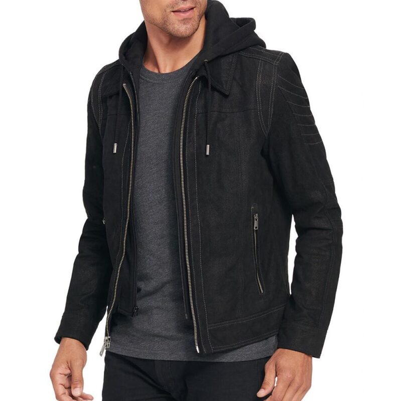 Leather Jacket With Hoodie