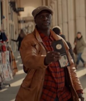 Lupin Omar Sy Brown Leather Jacket