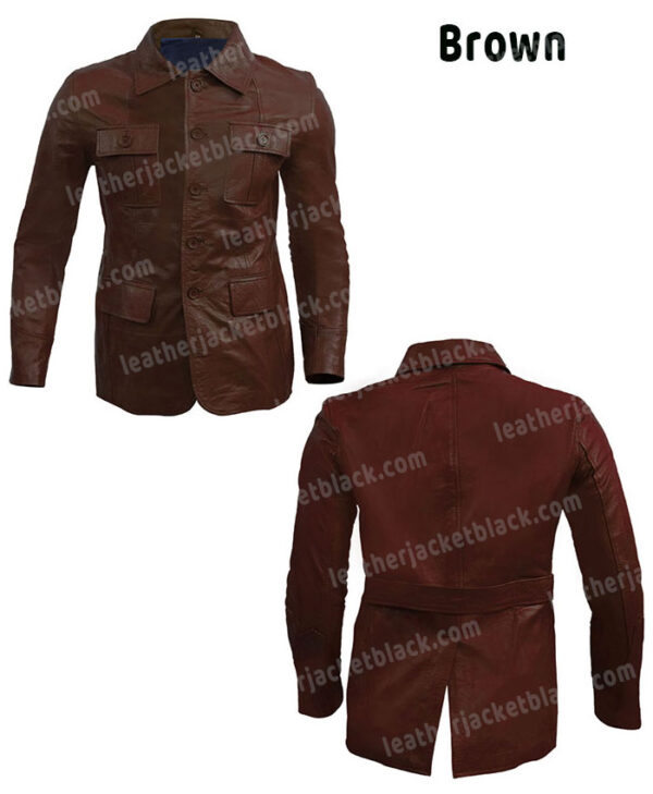 Mens Real Leather Multi Pocket Brown Jacket