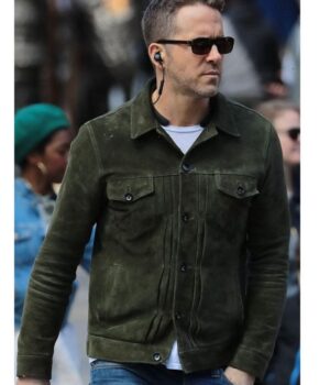 Red Notice 2021 Ryan Reynolds Green Suede Leather Jacket