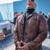 Red Notice Dwayne Johnson Distressed Brown Leather Coat