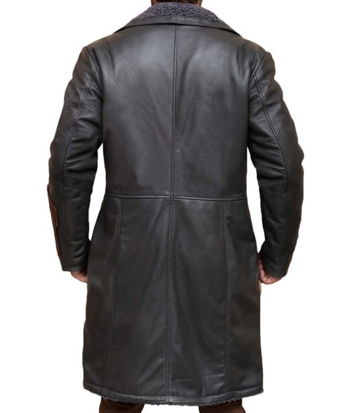 Suicide Squad Captain Boomerang Black Leather Shearling Coat Back