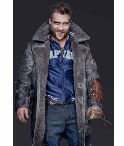 Suicide Squad Captain Boomerang Black Leather Shearling Coat