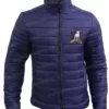 Ted Lasso S02 Navy Blue Quilted Zip Up Puffer Jacket Front