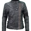The 100 Octavia Blake Black Quilted Leather Jacket front