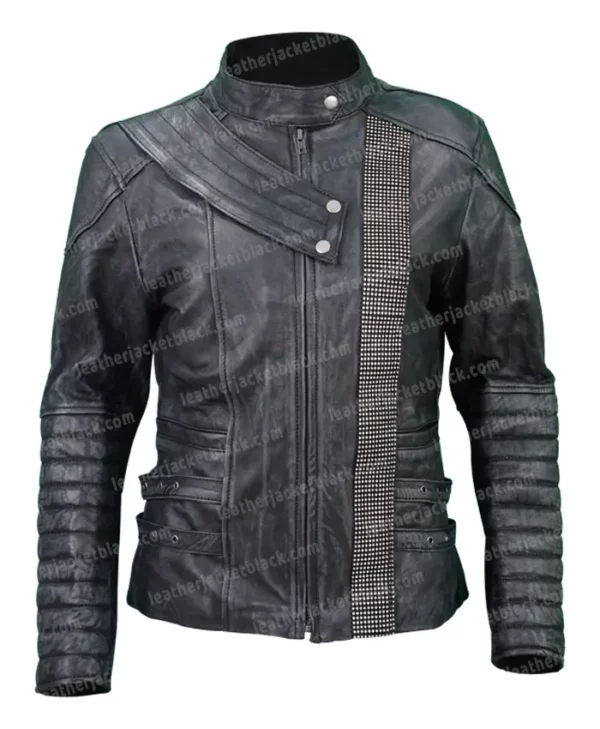The 100 Octavia Blake Black Quilted Leather Jacket front
