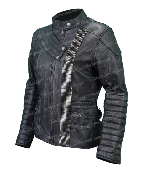 The 100 Octavia Blake Black Quilted Leather Jacket left side