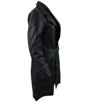 The Batman 2022 Cat Woman Black Leather Coat Side