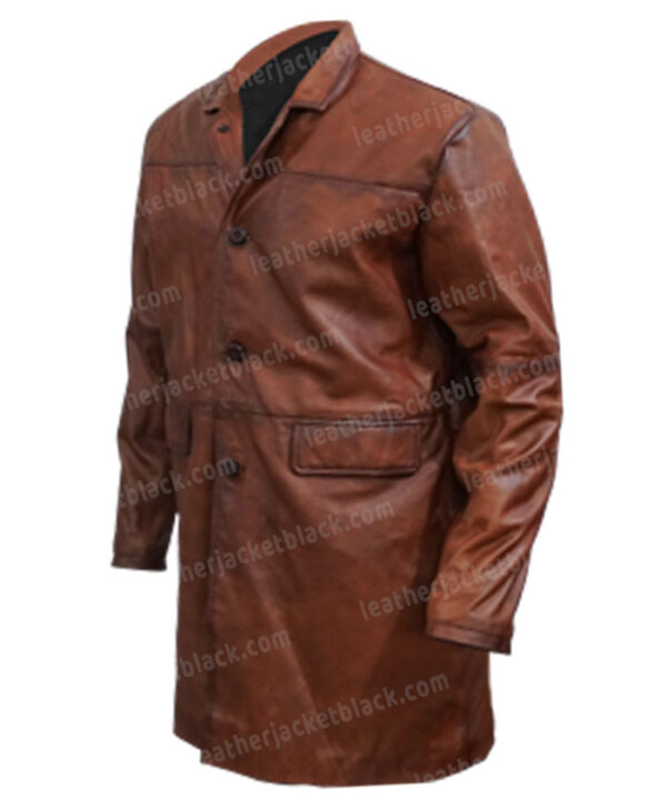 The Rock Red Notice John Hartley Brown Leather Coat