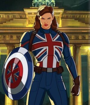 What If 2021 Peggy Carter Blue Leather Costume Jacket
