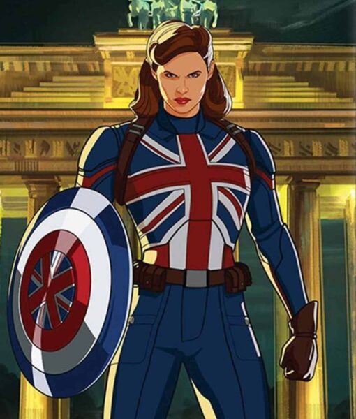 What If 2021 Peggy Carter Blue Leather Costume Jacket