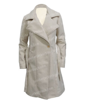 Yellowstone Beth Dutton Off White Wool-Blend Coat Front