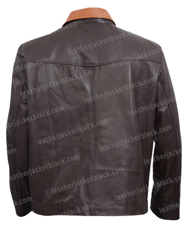 Yellowstone Ian Bohen Brown Distressed Leather Jacket Back