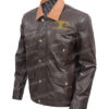 Yellowstone Ian Bohen Brown Distressed Leather Jacket Left Side