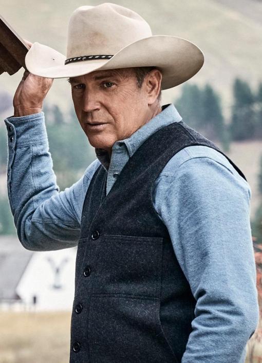Yellowstone John Dutton Grey Wool-Blend Vest