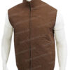 Yellowstone Kevin Costner Quilted Cotton Brown Vest Front