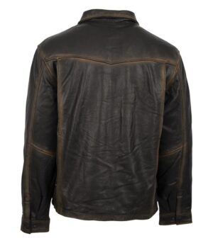 Yellowstone Ranch Wear Distressed Black Leather Jacket Back
