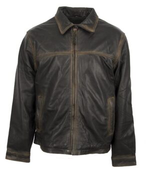 Yellowstone Ranch Wear Distressed Black Leather Jacket front