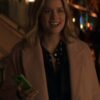 You Elizabeth Lail Pale Pink Wool Trench Coat 2