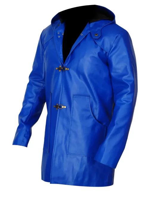 A Series Of Unfortunate Events Louis Hynes Blue Leather Coat Side