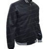 Black Mafia Family BMF Varsity Black Bomber Leather Jacket Side