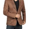 Brown Leather Blazer Jacket