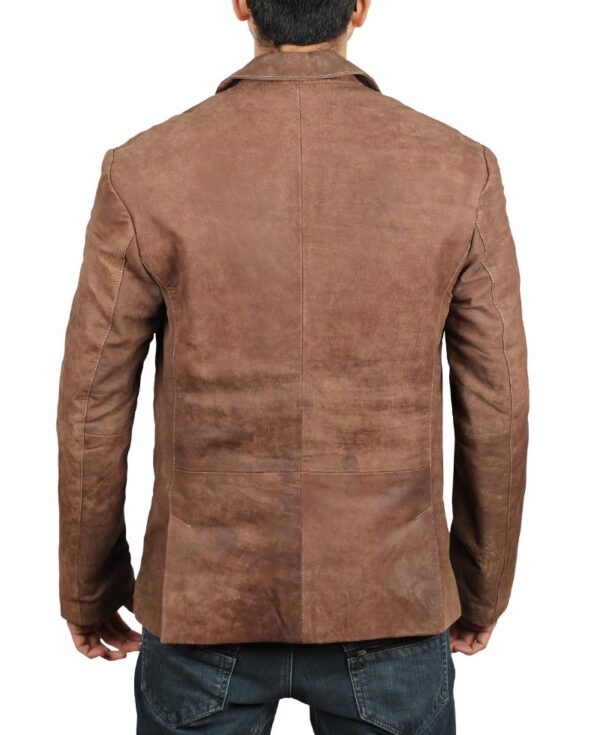 Brown Leather Blazer Jacket For Men