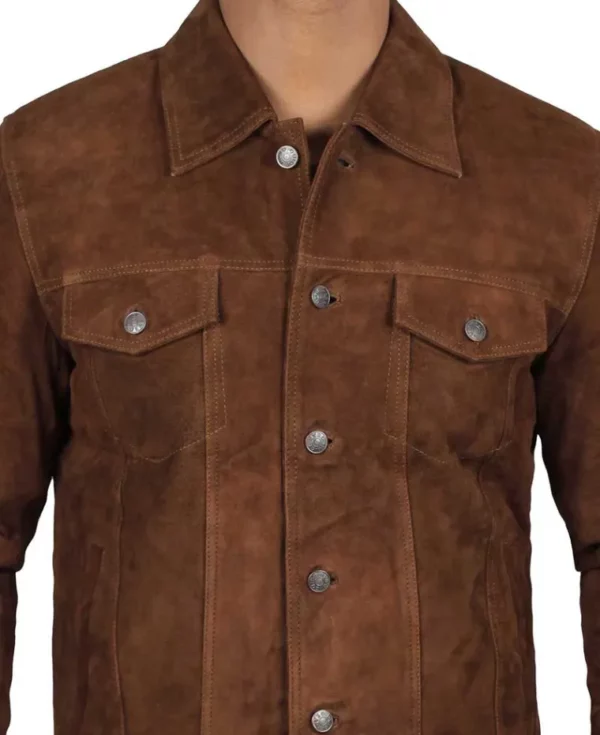 Brown Shirt Style Suede Jacket