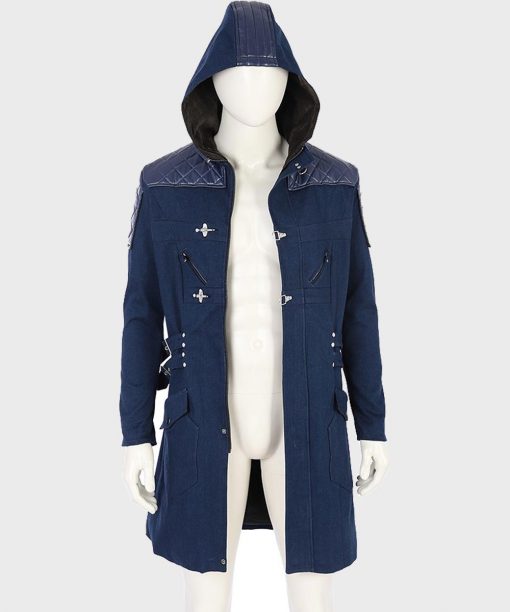 Devil May Cry 5 Nero Wool Blend Blue Trench Coat Front