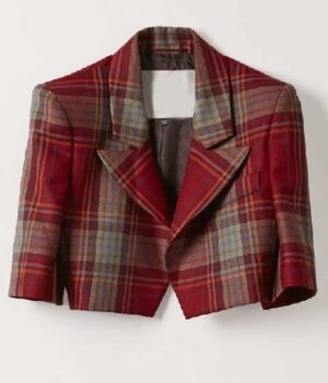 Emily In Paris Emily Cooper Wool Cropped Plaid Jacket Front