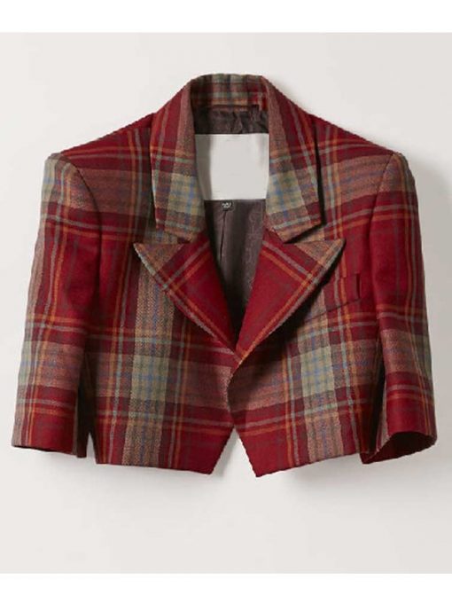 Emily In Paris Emily Cooper Wool Cropped Plaid Jacket Front