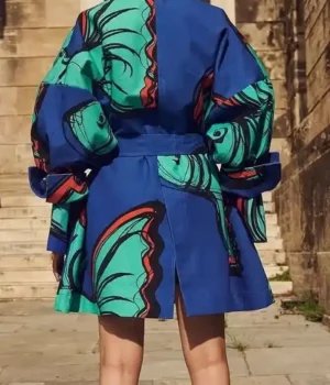 Emily In Paris S02 Lily Collins Multicolor Printed Coat Back