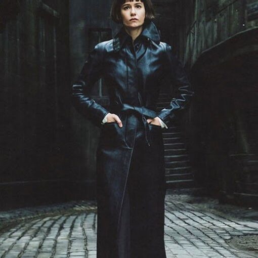 Fantastic Beasts 2 Katherine Waterston Black Leather Trench Coat