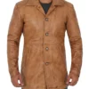 Mens 3 4 Camel Leather Coat