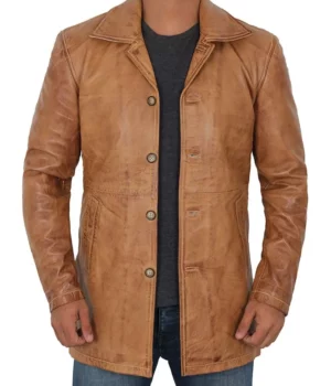 Mens 3 4 Length Leather Coat