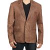 Mens Brown Leather Blazer Jacket